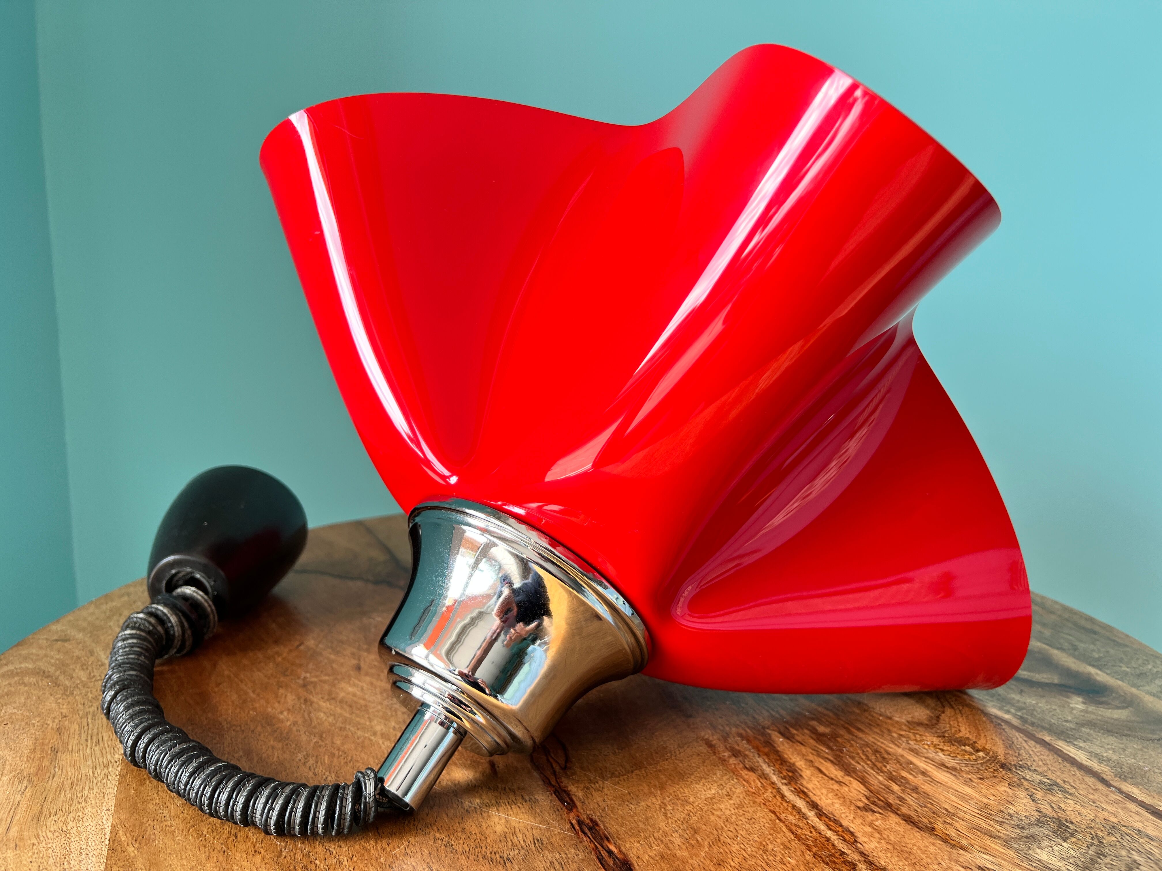 Ceiling pendant lamp / vintage and retro ceiling lamp / 1970s / red colour