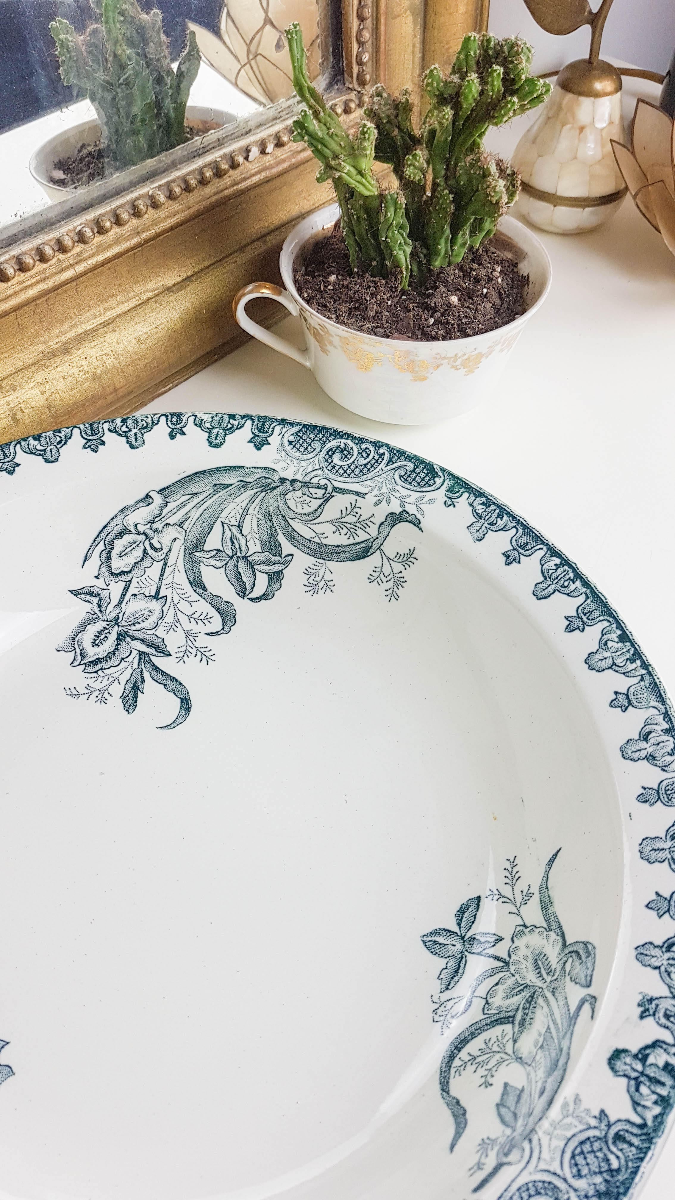 Grand plat creux « Iris «  Terre de fer Saladier