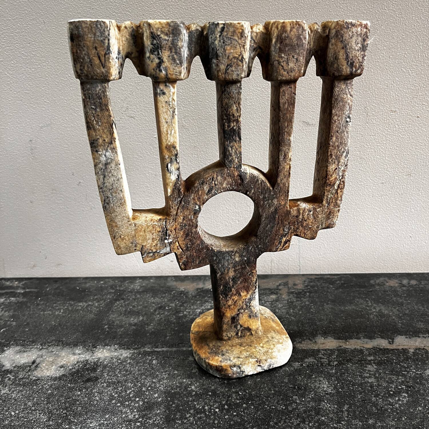 Brutalist stone candlestick