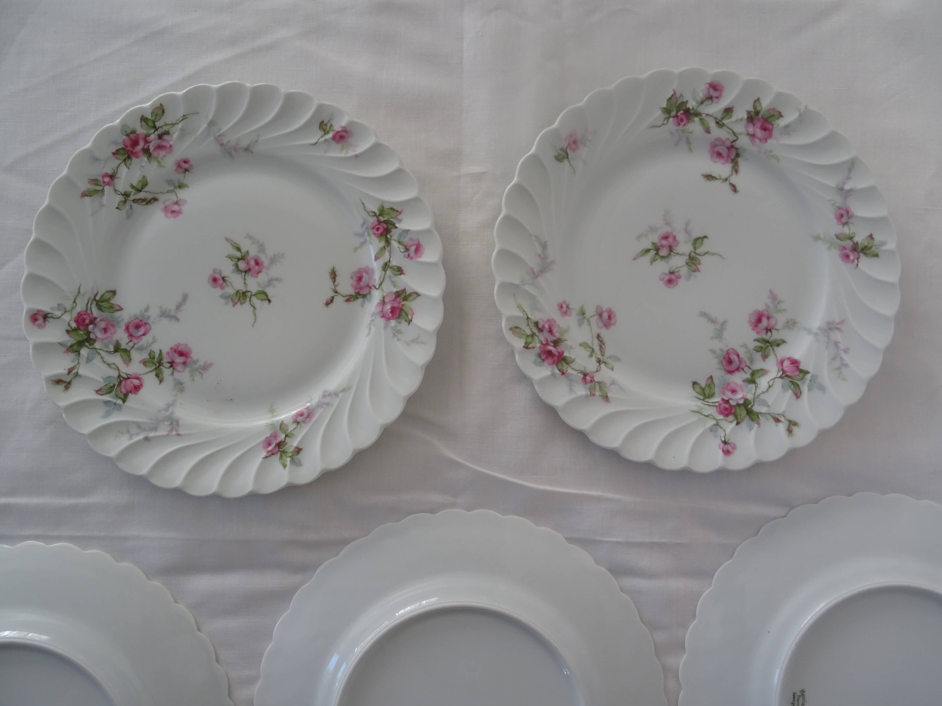 8 flat plates Haviland 426112 Sylvie flowers small roses Limoges