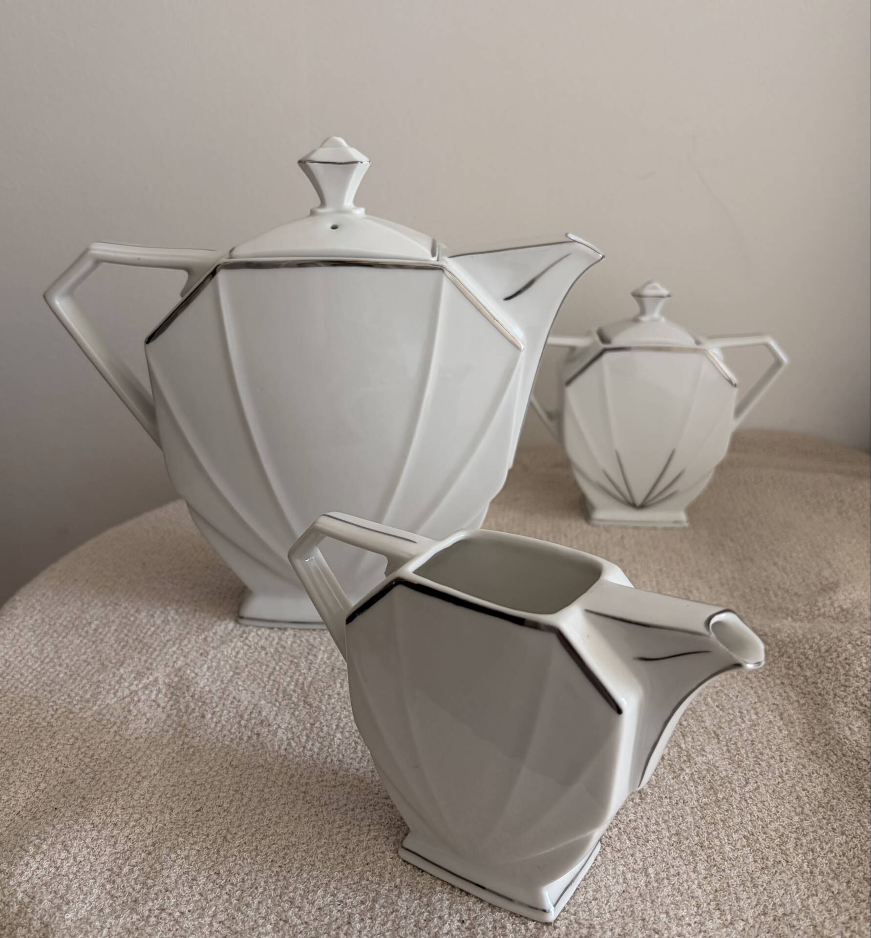 Art Deco Porcelain Coffee/Tea Trio by Victoria Czechoslovakia, 1930s
