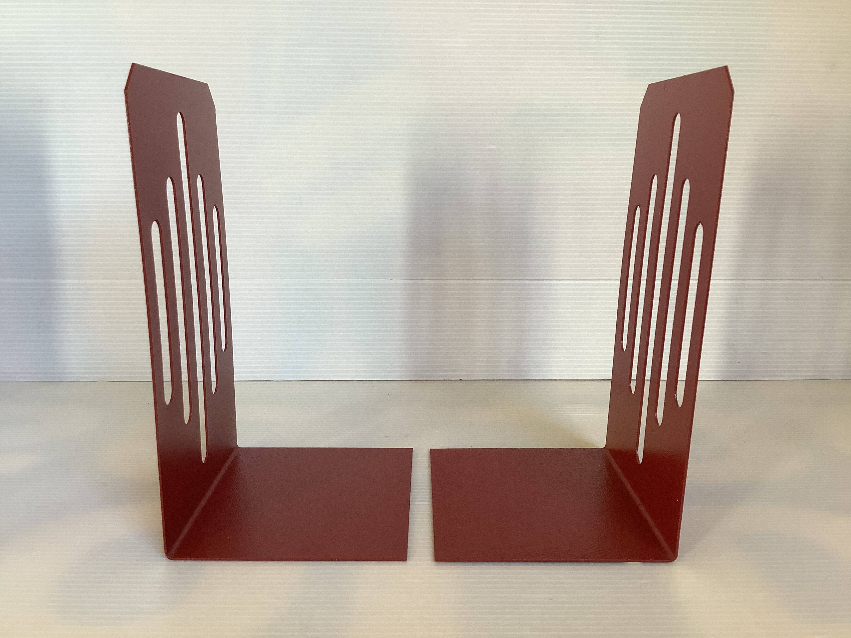 Pair of garnet metal bookends