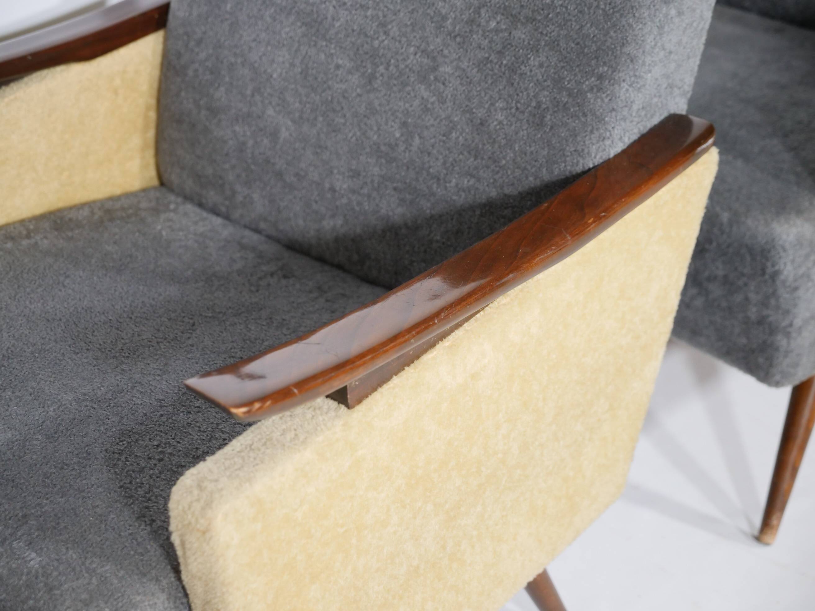 1950s-1960s French armchair set, vintage lounge chairs