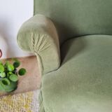 Antique crapaud armchair - green velvet