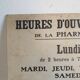 Plaque horaires pharmacie