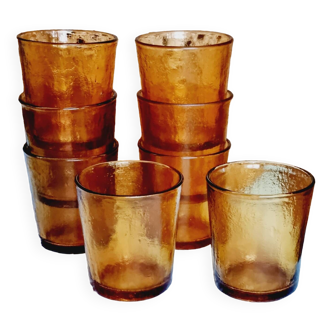 Set of 8 Lever amber glasses