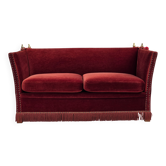 1970s, Danish 2-seater drop arm "Spanish" sofa, furniture velour.