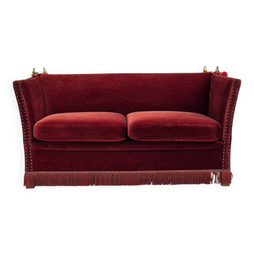 Canapé "espagnol" à bras tombants pour 2 personnes danois des années 1970, en velours de mobilier.