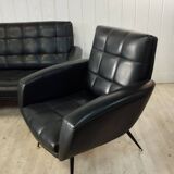 3-seater sofa and 2 vintage armchairs feet compass