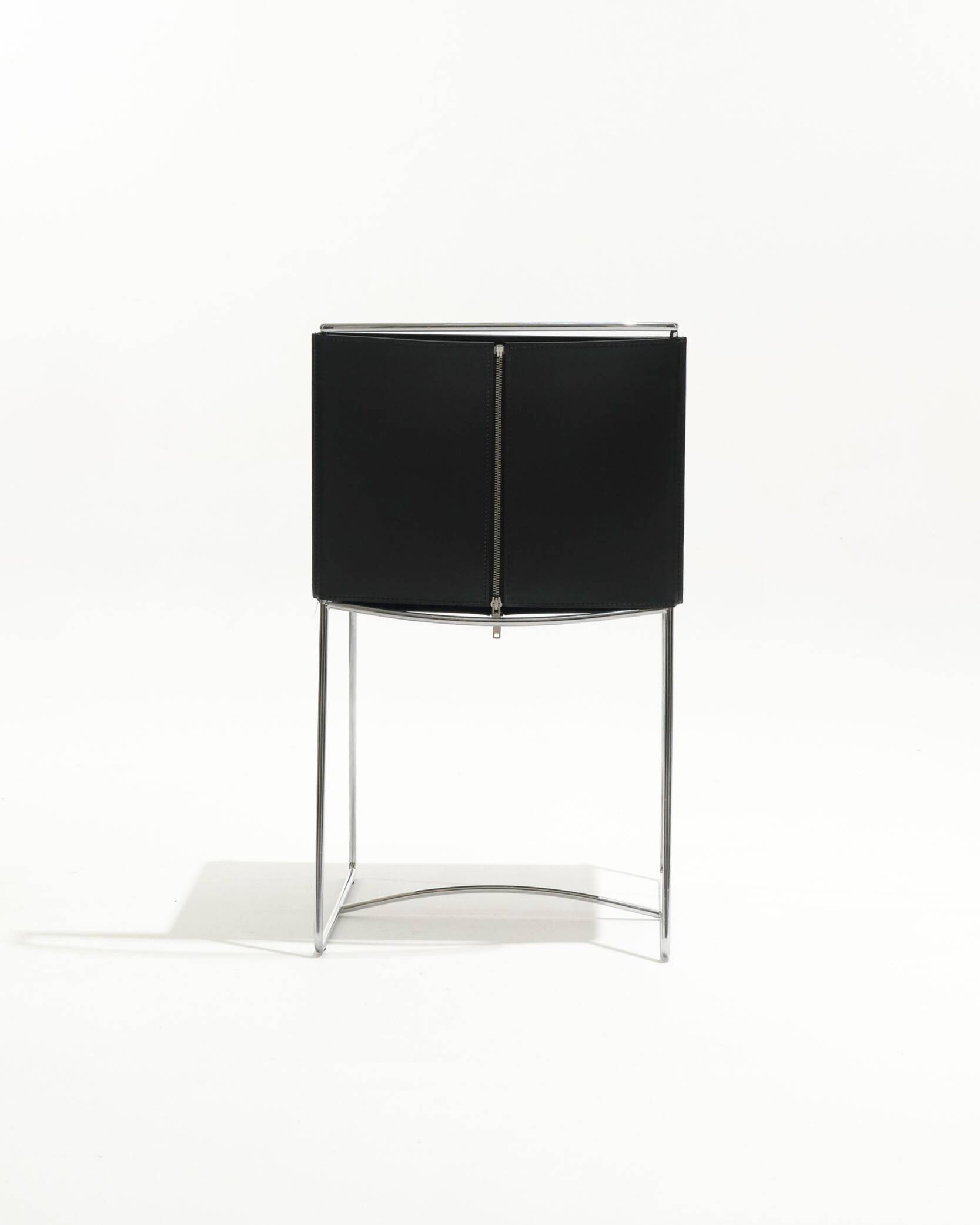 Pair of black leather wire chairs, pascal mourgue, 1990s