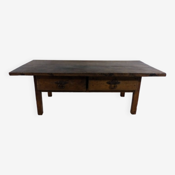 Table basse espagnole brutaliste antique, table de paiement vers 1880