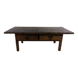 Table basse espagnole brutaliste antique, table de paiement vers 1880