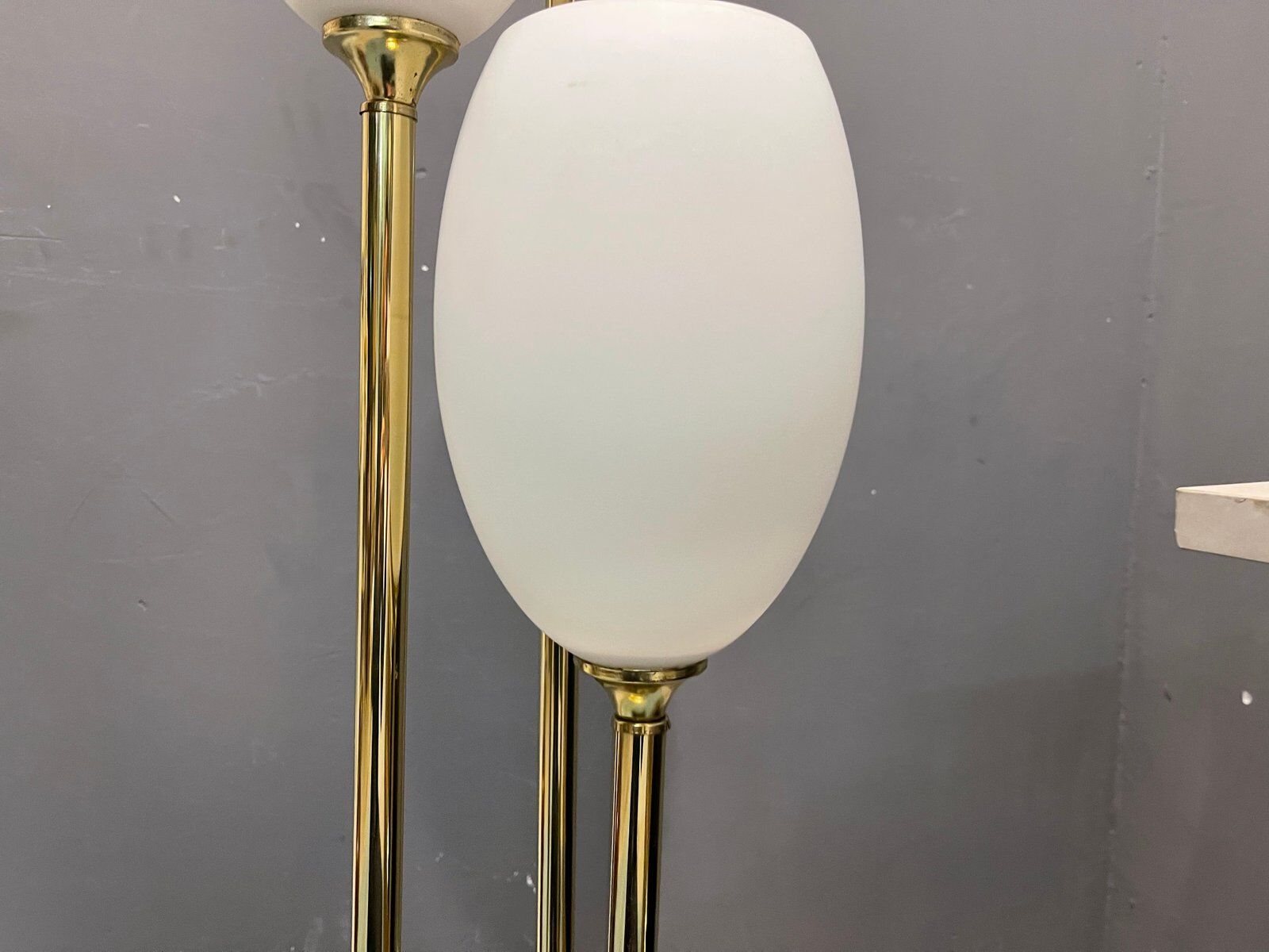 Italian Floor Lamp in Brass and Opaline Glass, 1980s