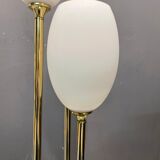 Italian Floor Lamp in Brass and Opaline Glass, 1980s