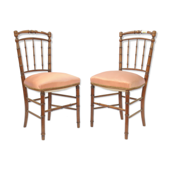 Pair of bamboo-style chairs