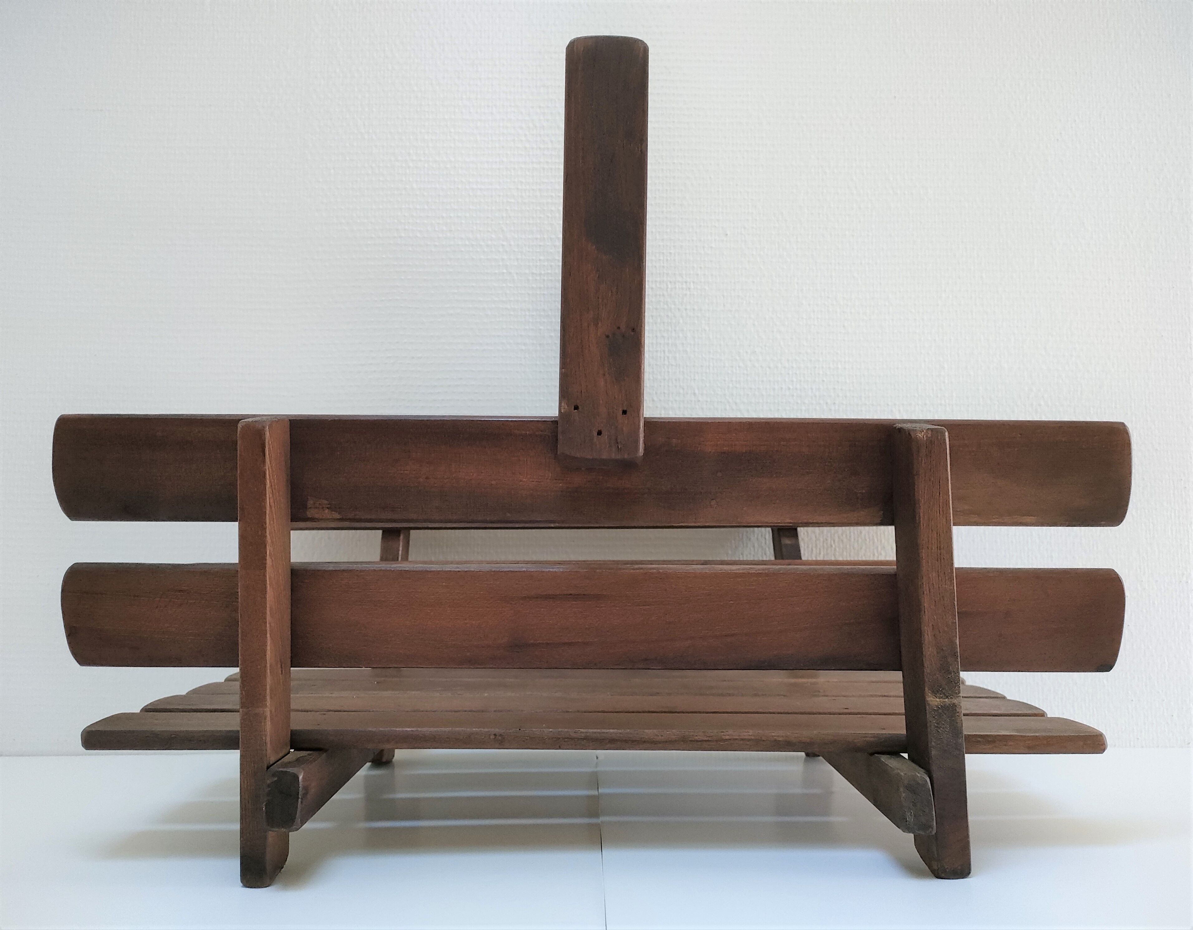 Solid wood log basket with vintage slats