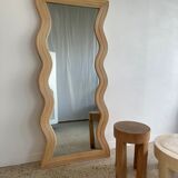 Zigzag rattan foot mirror H:182cm