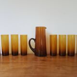 Carafe blown glass and its 8 glasses