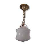 Pink opaline brass hanging lamp