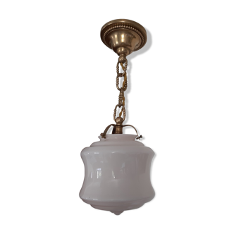 Pink opaline brass hanging lamp