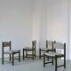 4 chaises vertes en bois sculpté | Scandinavie | Années 1960