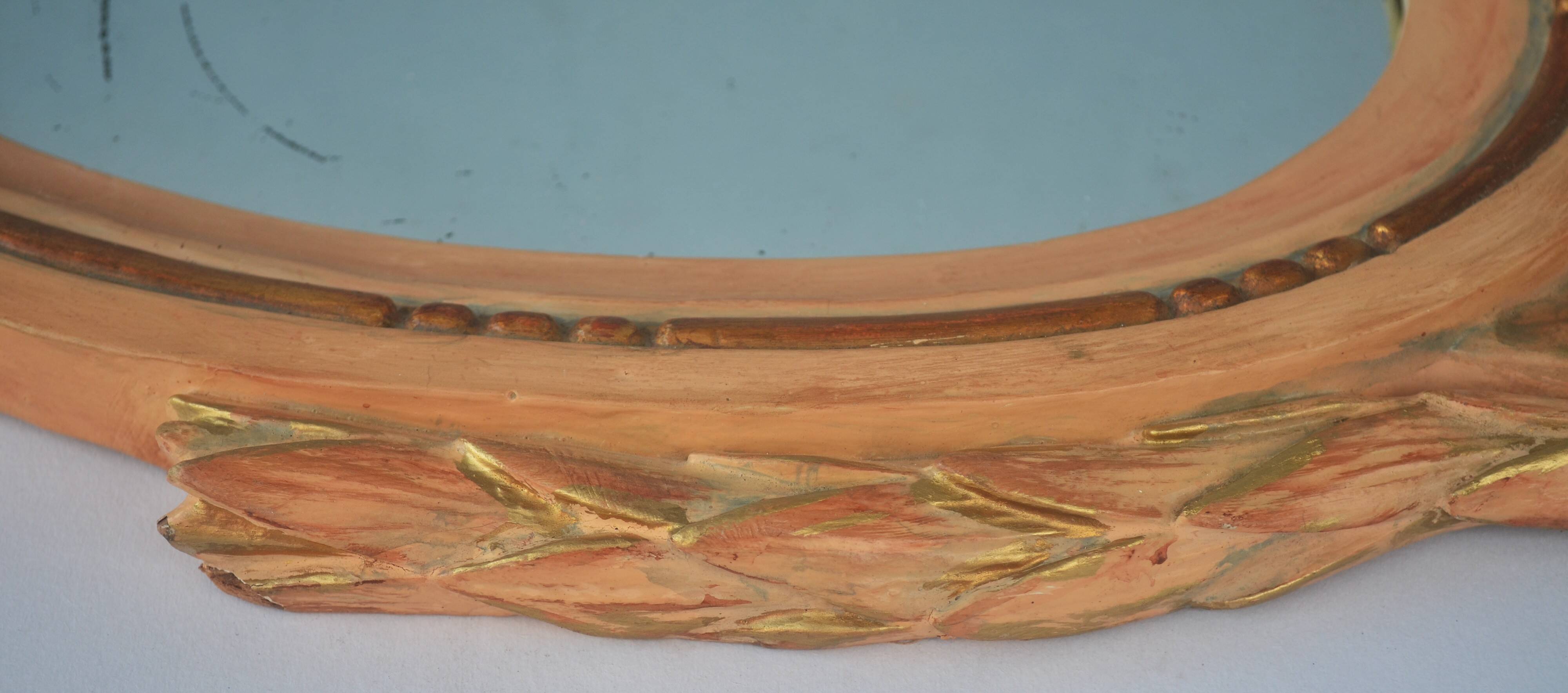 Antique Gilded Wood Mirror a Fronton Louis XVI Style