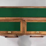 Bureau du début siècle style Victorien en bois et feutre vert anglais Maison Briotet