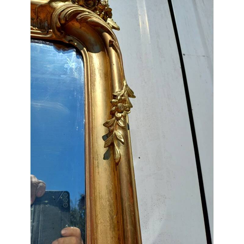 Miroir de cheminée 19ème bois et stuc doré