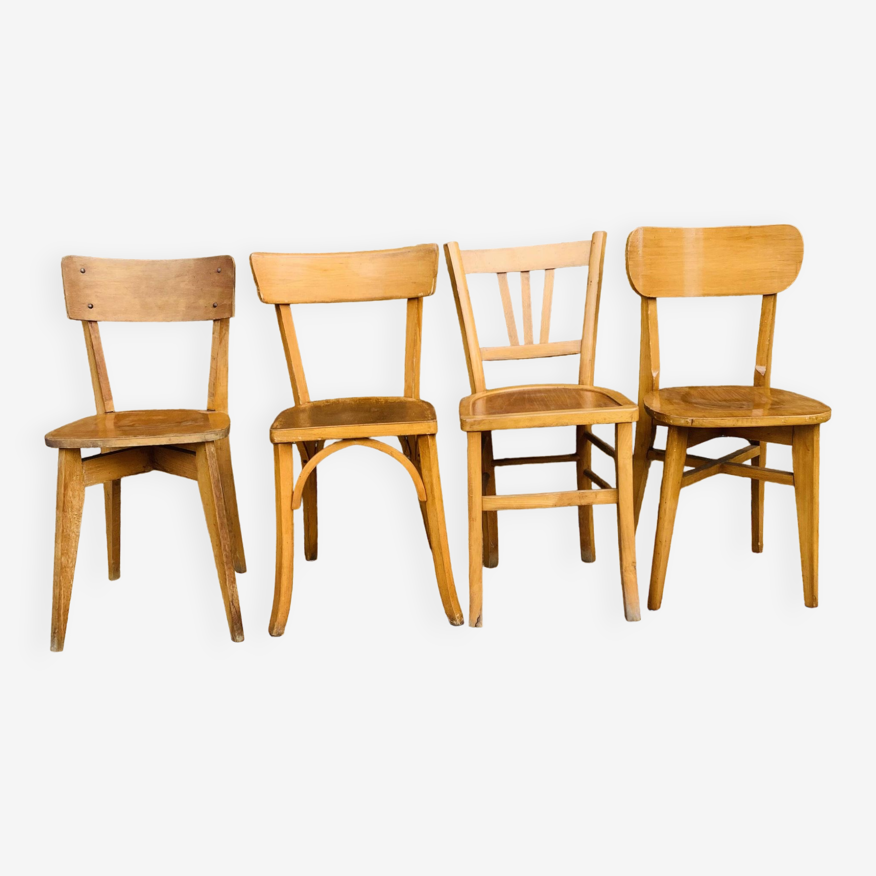 Ensemble de 4 chaises de bistrot dépareillées | Selency
