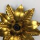 Set of 3 Golden Florentiner Leaf Theatre Wall Ceiling Light Sconces, Italy 1960s