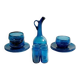 Glassware set in cobalt blue blown glass – carafe + 4 glasses + 3 bowls + 4 saucers