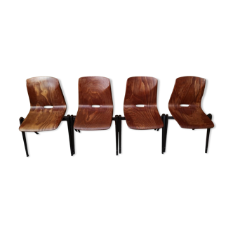 Set of 4 Galvanitas S22, walnut shade chairs