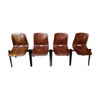 Set de 4 Chaises Galvanitas S22, teinte noyer