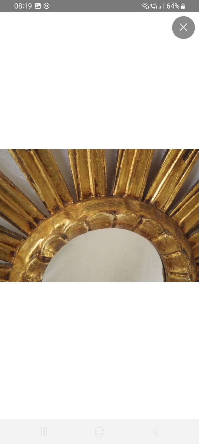 Vintage golden sun mirror