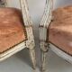 Pair of Louis XVI style armchairs in patinated beech, 19th century