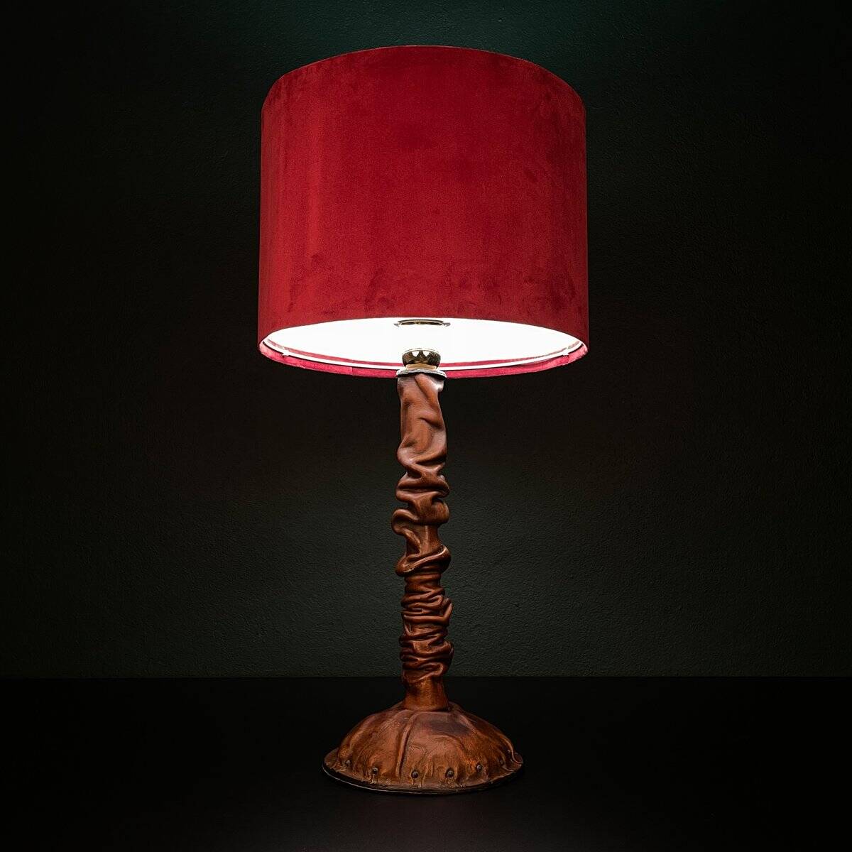 Lampe de table vintage en cuir italien, années 1950