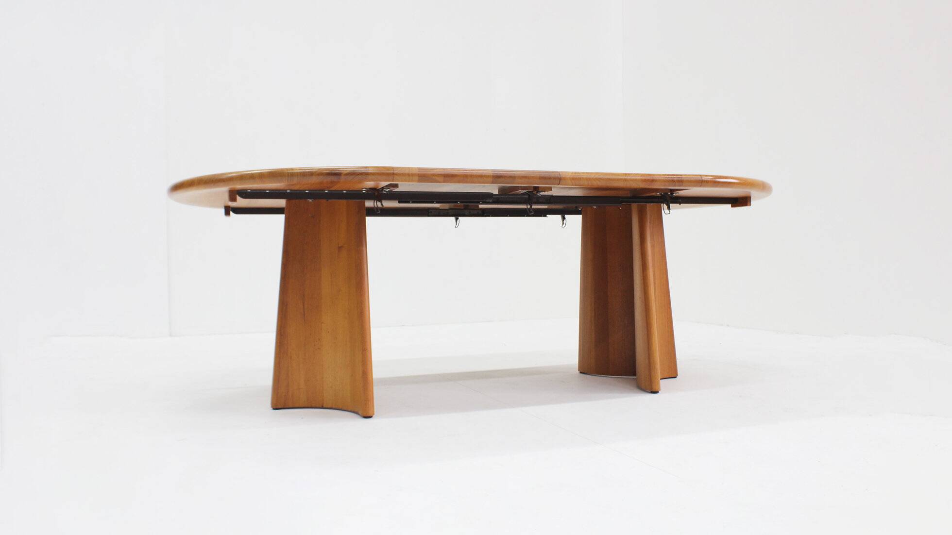 Vintage Danish round extendable dining table solid teak 1960s