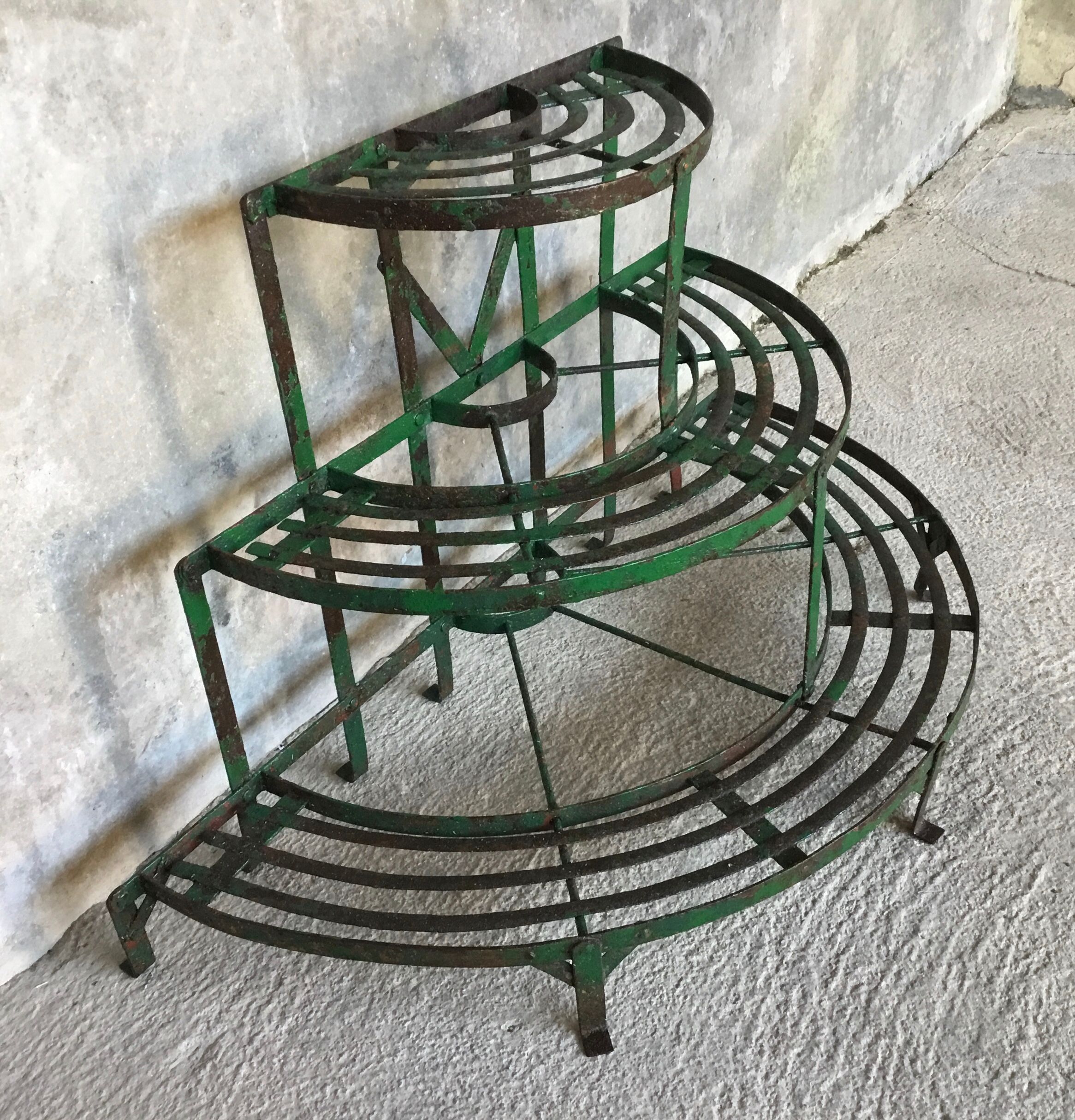 Metal half-moon plant holder - twentieth century