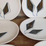 Six ceramic plates with matt enamel 50s