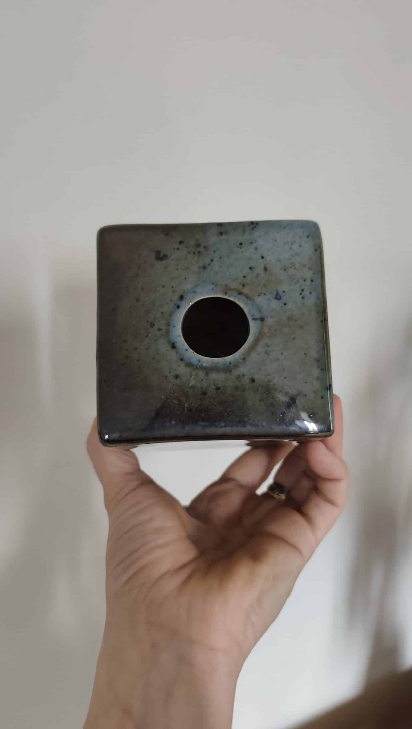 Vintage Virebent cubic vase