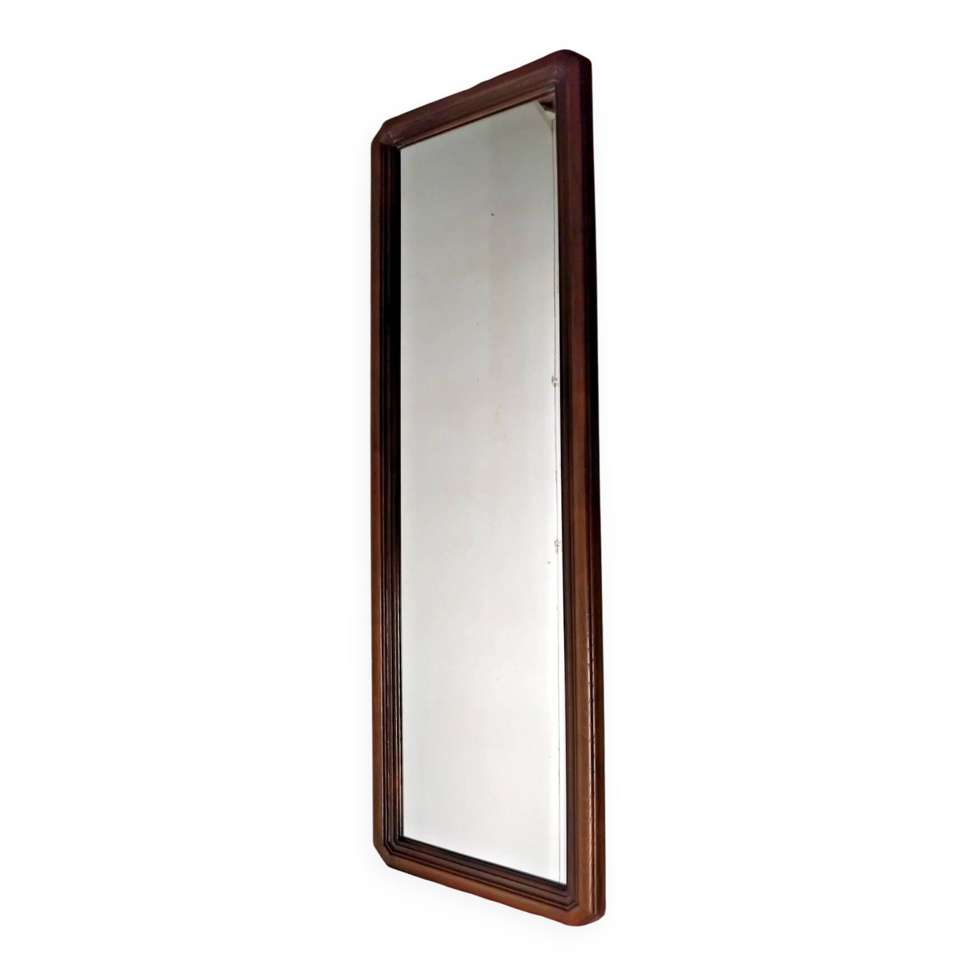 Vintage wooden rectangular mirror 129 x 39 cm