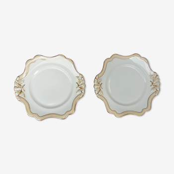 Paire assiettes ou plats à gâteau en porcelaine début XXème