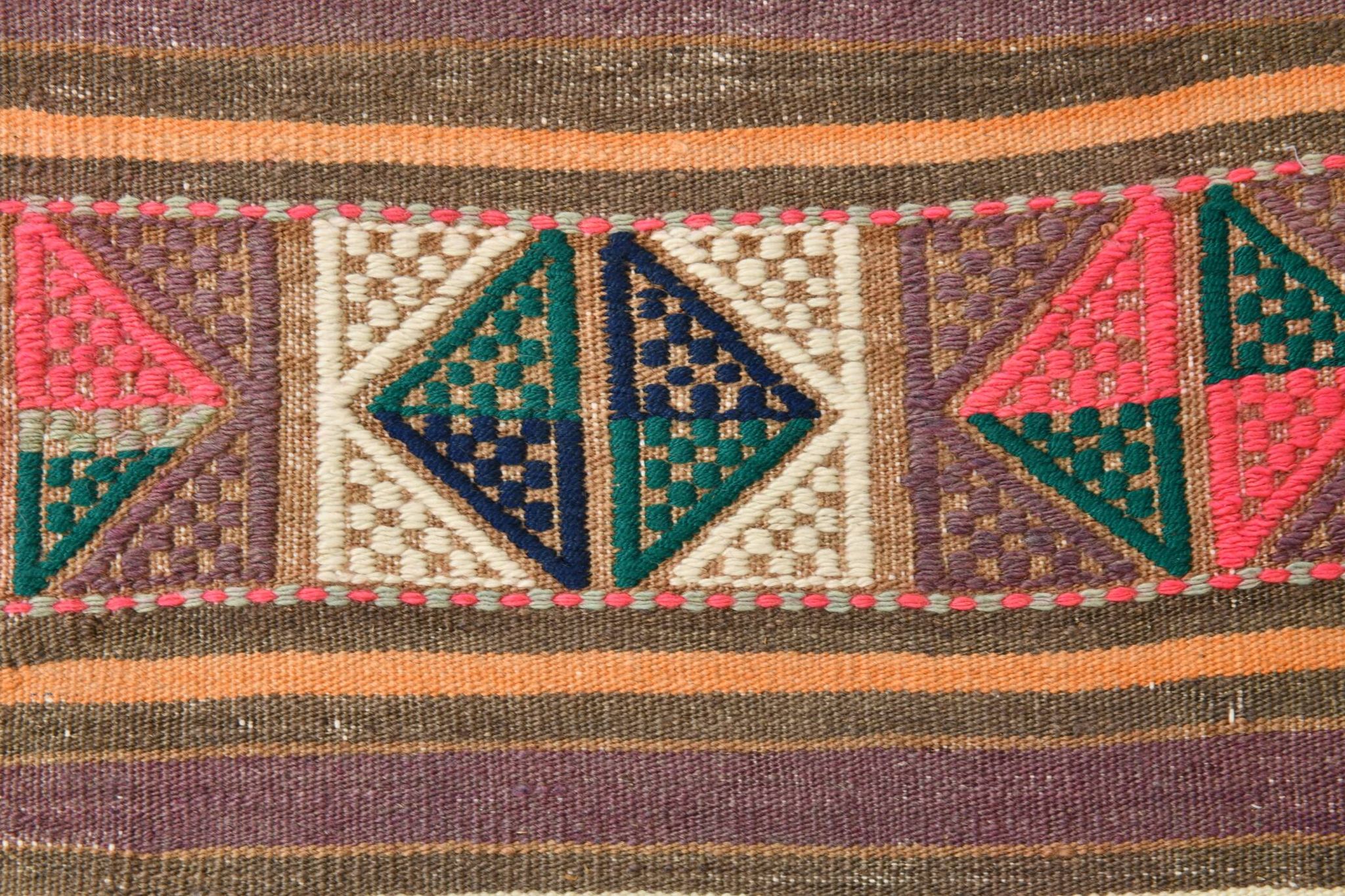 Tapis kilim vintage en laine, motifs géométriques et tons pastel,146x224 Cm