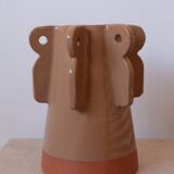 Handmade beige sculptural ceramic vase