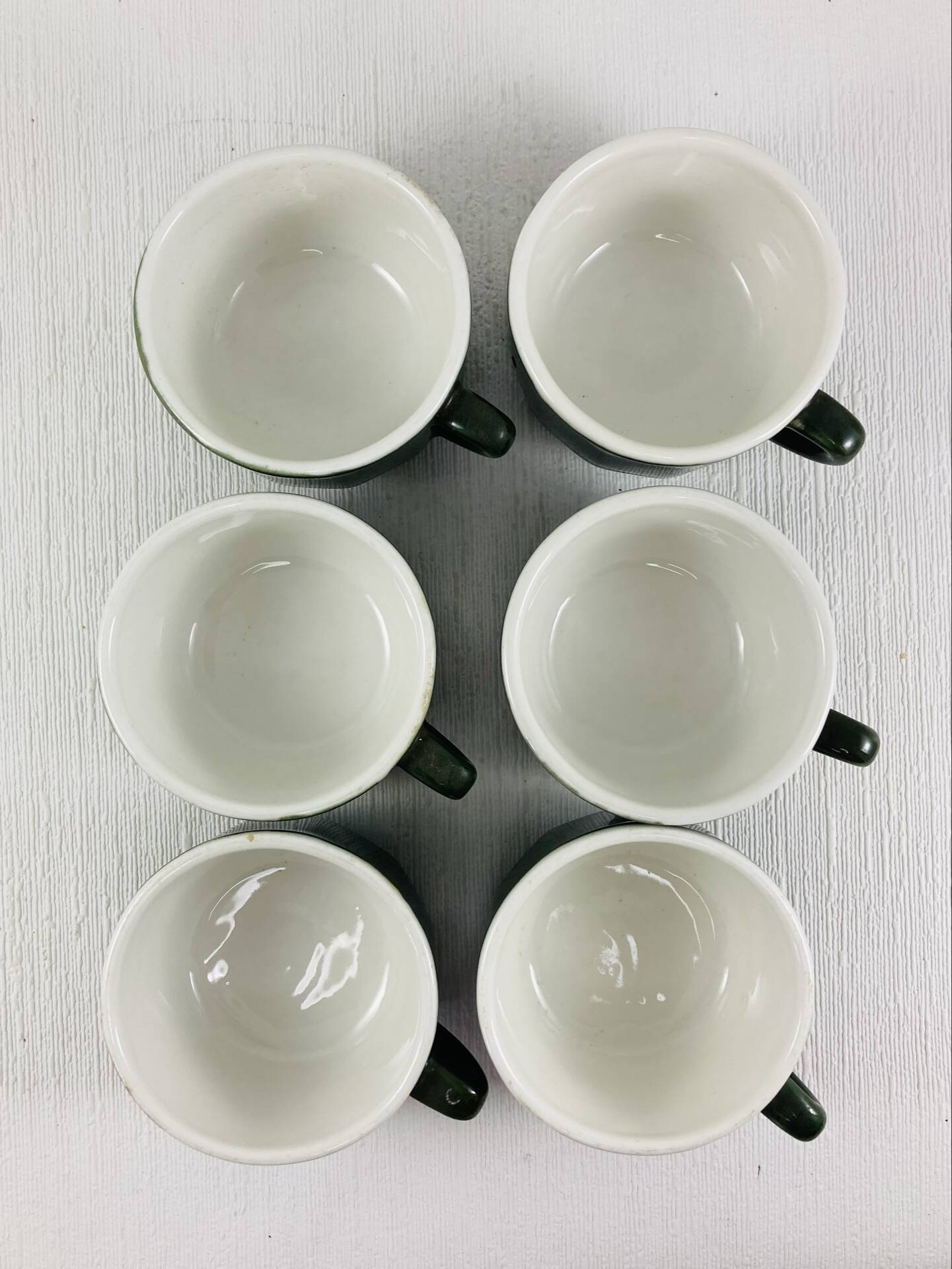 Vintage Bistro Coffee / Espresso / Moka Green Cups and Saucers