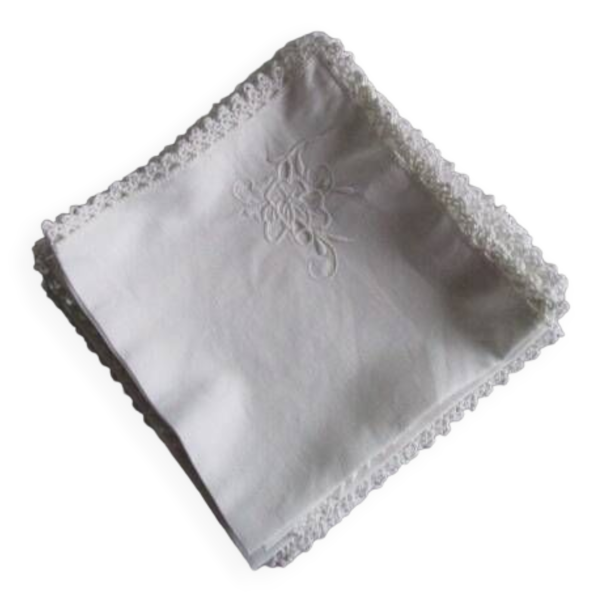 Lot De 11 Serviettes à Thé Brodées – Motif Floral – Coton Blanc
