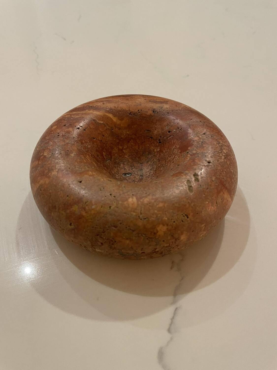 Vintage red travertine ashtray attributed to Sergio Asti for Up&up, Italy, 1970s