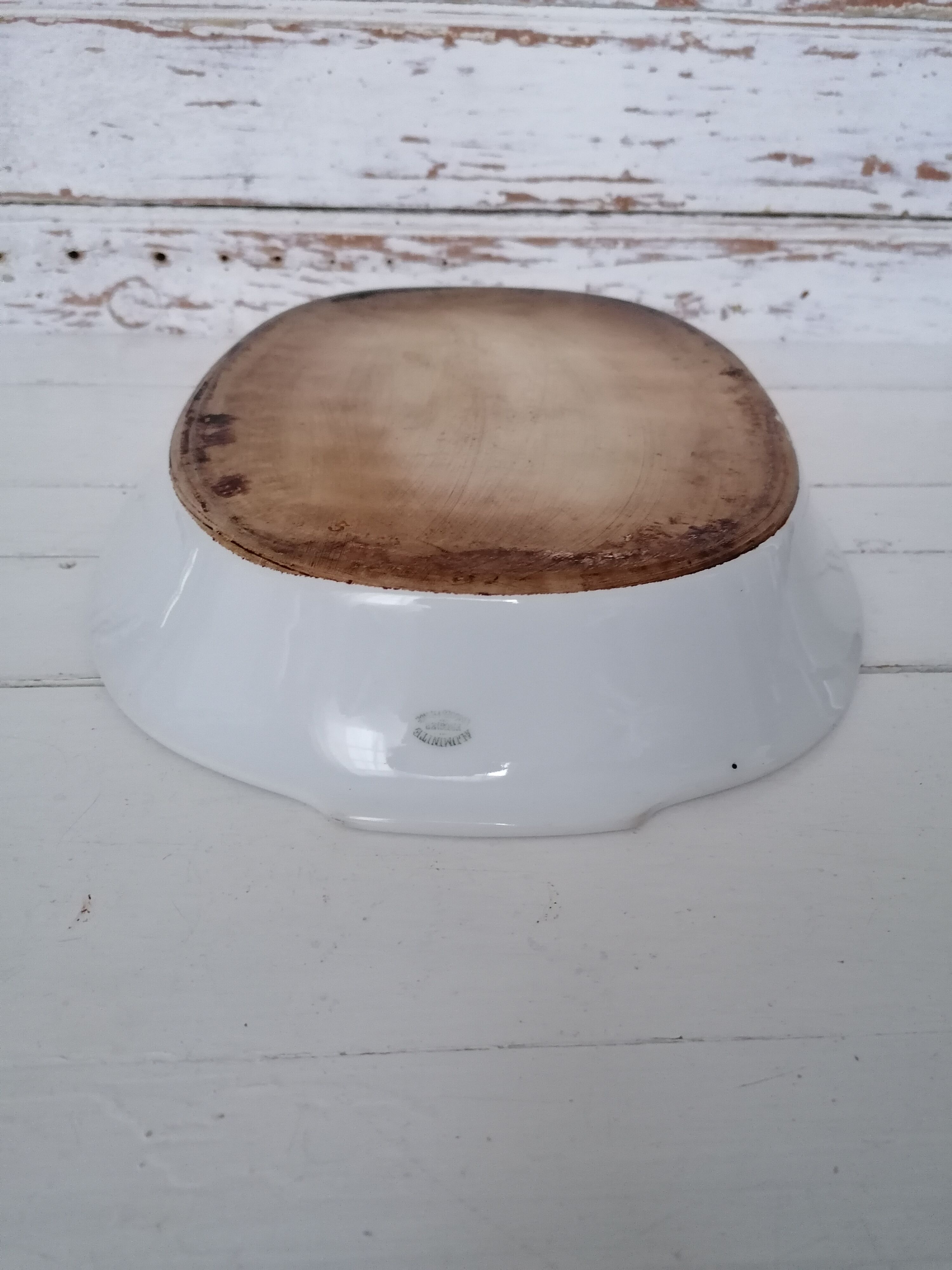 Aluminite Frugier gratin dish, porcelain with fire