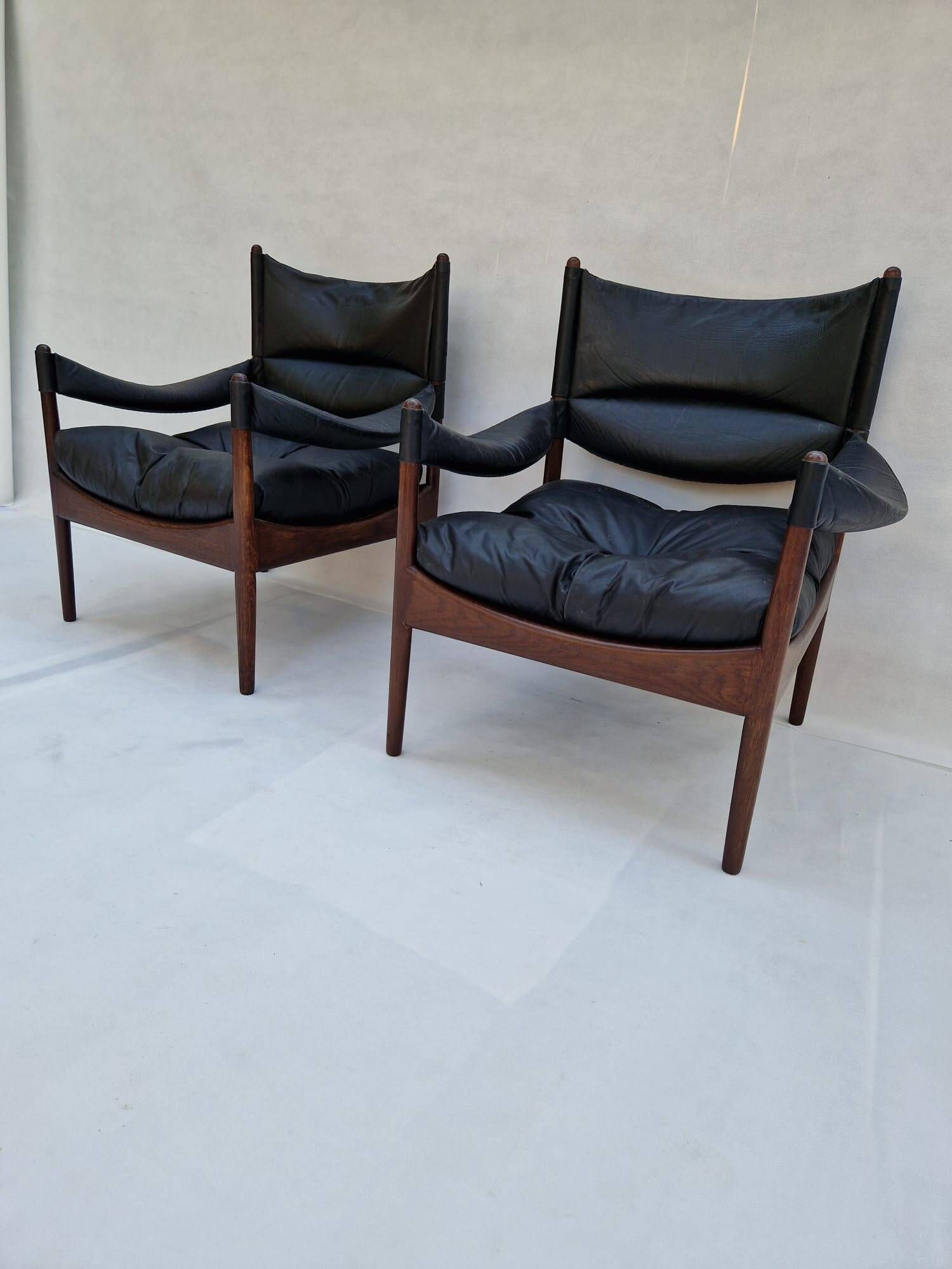 Modus armchairs in rosewood and leather by Kristian Vedel for Søren Willadsen, 2 pcs.