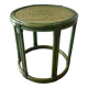 Green rattan side table.